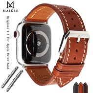 [HOT JUXXKWIHGWH 514] สายนาฬิกาหนังแท้สำหรับ Apple Watch Band 45มม. 44มม. 40มม. 41มม. 42มม. Series7 6 5 4 3 SE นาฬิกาสำหรับ IWatch อุปกรณ์เสริม