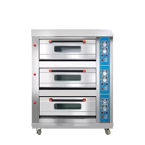 Commercial Baking Oven 3 Deck 6 Trays Gas Oven Stainless Steel Pizza Bread Bakery Equipment Roaster 