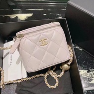 全新 代購  21k Chanel 香芋紫拼金球 vanity mini box with 小廢包/小盒子