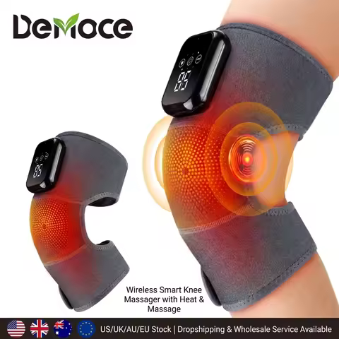 Cordless Heated Knee Massager Vibrating Knee Heating Pad for Knee and Leg Relaxation with Extended F
