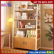 Wooden Multipurpose Rack Door And Drawer Cabinet Wooden Book Shelf Rak Buku Kayu Utility Shelf 木制置物架