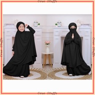Premium FALLS!! Syar'i GAMIS SET FRENCH KHIMAR GIRLS AGED 7 - 9 YEARS
