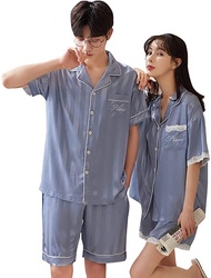 Shanghai Story Silk Satin Pajamas Set 2 Piece Button Down Sleepwear Loungewear for Couple