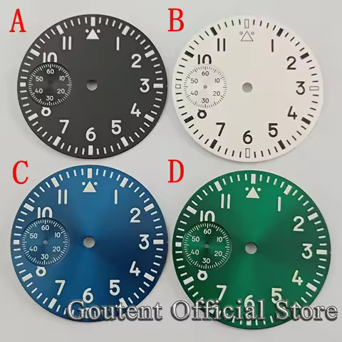 37mm sterile Black White Blue Green Watch Dial Green Luminous Fit eta 6497 Sea gull st36 Watch Parts