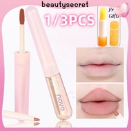 24h Shipping 1/3pcs Novo 2-in-1 Lipstick Waterproof Matte Non-smudge Cosmetics Matte Double-headed L