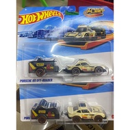 [Ready Stock] Hot Wheels HYT56 Fast Rail Fleet Series Porsche 911 Off-Road Rally Transporter Trailer