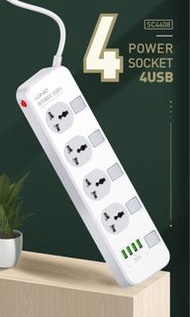 LDNIO SC4408 独立开关 万能插排  4USB 多功能充電 电源 英規港版 插座接线板