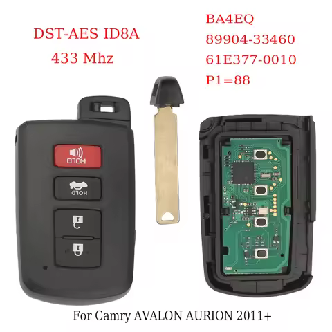 jingyuqin Remote Smart Key BA4EQ P1=88 8AChip 433MHz 89904-33460 0010 For Toyota Camry Avalon Aurion