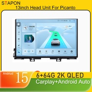 STAPON 13inch 6+64GB for kia-picanto-2018-2025 android15 2k 1920x1200p screen carplay android auto 2