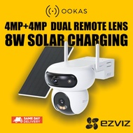 EZVIZ 8w Solar 2K+ Remote Dual-Lens 4MP+4MP Outdoor AI Camera | H90 Dual & HB90 Dual Kit Wireless Wi