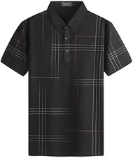 MMLLZEL Plaid Breathable POLO Shirt Silk T-shirt Men's Summer Business Men's Short Sleeves (Color : D, Size : L code)