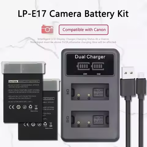 LP-E17 1200mAh LP E17 LPE17 Battery + LCD USB Dual Charger for Canon EOS 200D M3 M6 750D 760D T6i T6