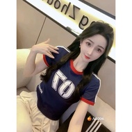 Round neck crop top t-shirt number 7