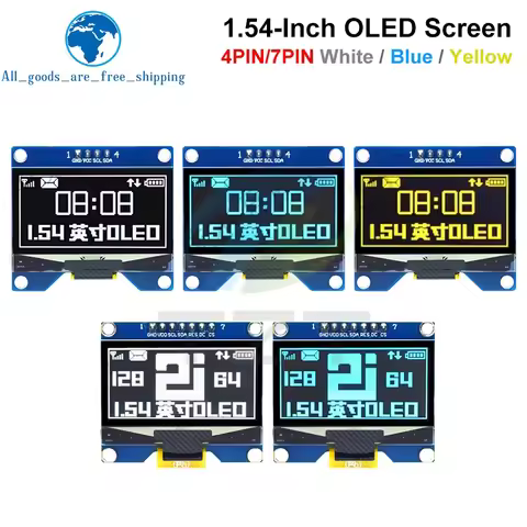 1.54 inch 4PIN 7PIN White Blue Yellow OLED Screen Module CH1116 / SSD1309 Drive IC Compatible for SS