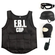 Children FBI SWAT Suits Cosplay Clothing Halloween Christmas Carnival Birthday Gift Mini Bulletproof