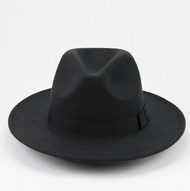 【Big-promotion】 Vintage Mens Women Hard Felt Cap Brim Fedora Trilby Gangster Sun Hats Black