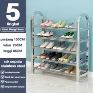 Rak Sepatu Stainless Steel 6 Tingkat Rak Sepatu Kokoh Tempat Sepatu Sendal Besi Mudah Bongkar Pasang