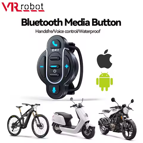 VR Robot Bluetooth 5.4 Media Button Waterproof Motorcycle Handlebar Remote Contol Helmet Headset Con