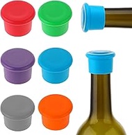 Dimeho 6 Pcs Wine Stoppers Reusable Silicone Glass Bottle Covers Champagne Saver Corks Leak Proof Sealing Bear Lids Tight Seal Unbreakable Wine Cap for Keep Beverage Fresh Sealed