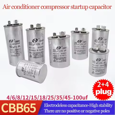 20UF25UF30UF 35UF 40UF 45UF 50UF 55UF 60-100UF CBB65 Air Conditioner Capacitor Compressor Motor Runs
