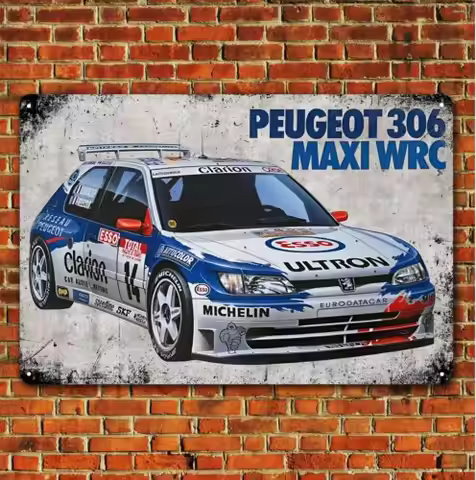 n1,306 Maxi Wrc Racing Car Metal Poster - 20x30cm Garage Tin Sign