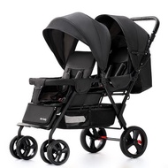W-8&amp; Twin Baby Stroller Lightweight Foldable Sitting and Lying Double Baby Stroller Front and Rear Seat Two-Child Stroll