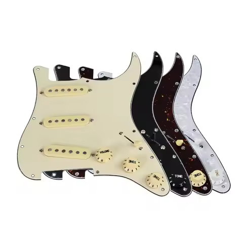 FLEOR Alnico 5 Loaded Pickguard SSS Prewired Guitar Pickguard Staggered Single Coil Pickups 50/50/52