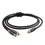 YYTCG HIFI RCA to 2rca Audio Cable 6N OFC Subwoofer Y Cable RCA 1 Male to 2 Male Audio Cable for Spe