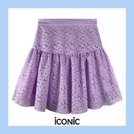 iCONiC LILY SKIRT #6291 กระโปรงสั้น  ผ้าลูกไม้ สีม่วง กระโปรงย้วย กระโปรงระบาย กระโปรงลูกไม้ กระโปรง