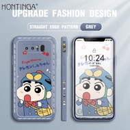 Hontinga เคสสำหรับ Samsung Galaxy Note 9 Note 8เคส Kamen Shin-Chan เคสสี่เหลี่ยมเนื้อนุ่มแบบขอบซิลิโคนเคสยางเคสคลุมเต็มกล้องเคสป้องกันด้านหลังเคสใส่โทรศัพท์แบบนิ่มสำหรับเด็กผู้หญิง