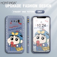 Hontinga เคสสำหรับ Samsung Galaxy Note 9 Note 8,เคส Kamen Shin-Chan เคสสี่เหลี่ยมเนื้อนุ่มแบบขอบซิลิโคนเคสยางเคสคลุมเต็มกล้องเคสป้องกันด้านหลังเคสใส่โทรศัพท์แบบนิ่มสำหรับเด็กผู้หญิง