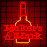 1pc Makers Mark Whiskey Neon Sign, Makers Mark Neon Light For Wall Decor, Bar, Man Cave