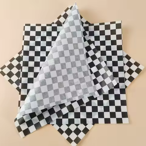 100Pcs Greaseproof Burger Wrapping Paper Black White Wax Paper Sheets Sandwich Food Basket Liners Fr