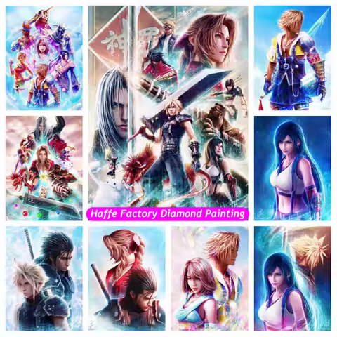 Final Fantasy XIV Cloud And Tifa 5d Diy Diamond Painting Zack Aerith Yuna Tidus Auron Barret Art Cro