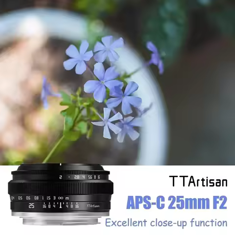 TTArtisan APS-C 25mm F2 MF Portrait Photography Camera Lens for Sony A6000 A7RIII A7S Fuji X-A1 XT-1