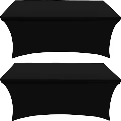 4FT 5FT 6FT 8FT 10FT Stretch Spandex Table Cover Wrinkle Resistant Washable Fitted Table Cloths for 