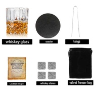 ♧Whiskey Glass Wine Stone Feel Natural Ice Storage Box Whiskey Glass Set E18