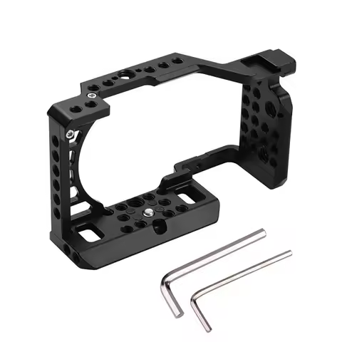 Lightweight Metal Rabbit Cage Protective Frame For Sony A6000/A6300/A6400/A6500 Wood Handle Camera C