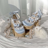 Lolita Bow Cute Girl Lolita Shoes Sweet High Heels Waterproof 4.17