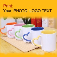 DIY Customized 350ML Heart Handle Ceramic Coffee Mug Milk Tea Cup Personalized Print Picture Photo LOGO Text