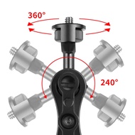 360° Arm Aluminum Ball Joint Mount Adapter Shock-Resistant For GoPro Hero9/8/7/6/5 Universal CNC Aluminium 360° Swivel Ball Joint Mount Adapter For GoPro Hero9/8/7/6/5