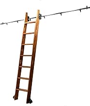 3.3ft- 20ft Rolling Rustic Black Steel Sliding Library Office Ladder Hardware Track Set Kit (No Ladd