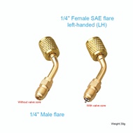 AC Refrigerant Adapter  1/4" Hose Adapter for Left-Handed A2L Refrigerant Tanks - Female LH to Male 