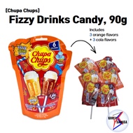 [Chupa Chups] Fizzy Drinks Candy 90g | Orange & Cola Flavors | 6 Lollipops
