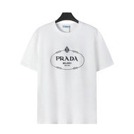 2026 Kemeja-T Bercetak PRADA Lelaki dan Wanita Baharu, Kemeja-T Longgar Kasual, Kemeja-T Lengan Pend