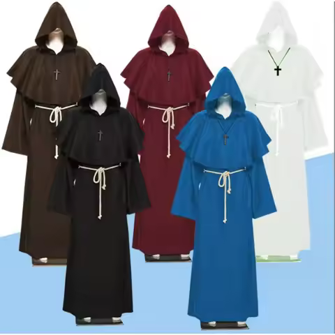 Halloween Cosplay Costume Medieval Monk Costume Monk Robe Wizard Costume Priest Costume COS Costume 