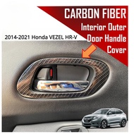 2014-2021 Honda VEZEL HR-V HRV Inner Car Door Handle Cover Carbon Fiber Print Interior Trim Accessories
