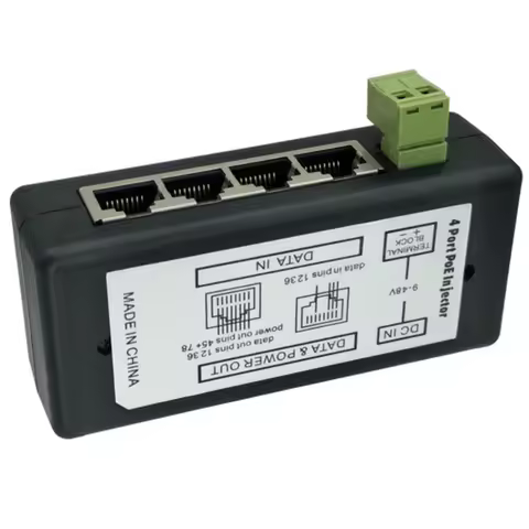 4 LAN Ports Passive Power Over Ethernet Module Injector DC 9-48V IP Camera Power Supply PoE Switch A