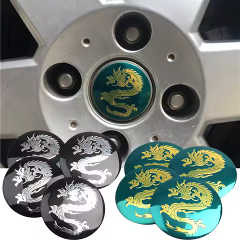 4pcs 56mm Dragon Emblem Car Wheel Center Sticker Hub Cap Rim Cover Badge Decals For BMW Volkswagen V