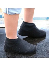 1對矽膠戶外鞋套乳膠騎行雨靴套可重複使用塵土防護防水厚防滑耐磨腳套保護,鞋套,防水靴套,靴套,鞋套,可重複使用,防水